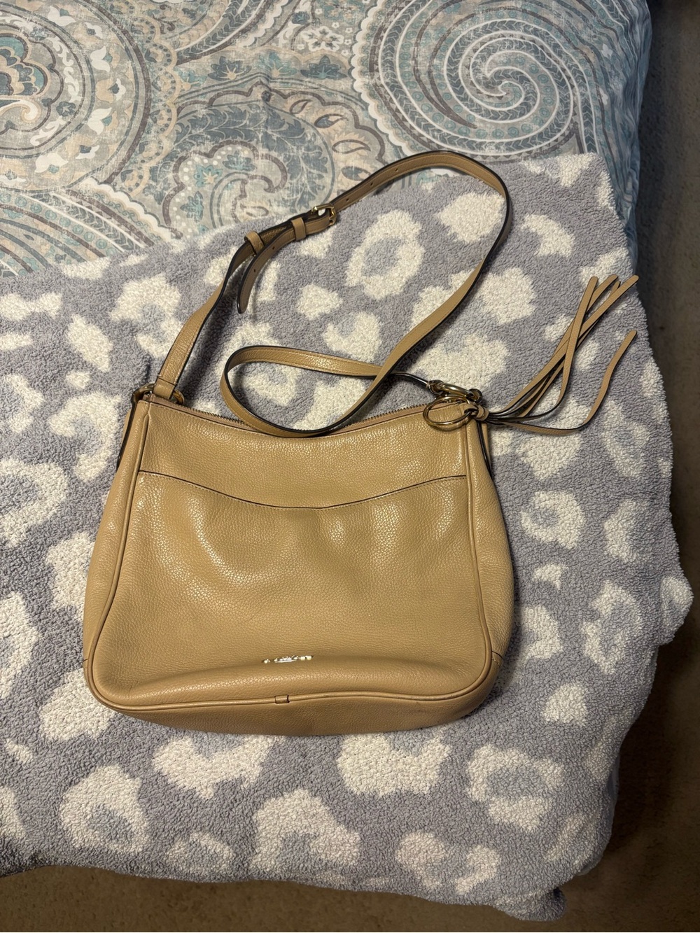 Coach Pebbled Leather Crossbody Bag in Tan